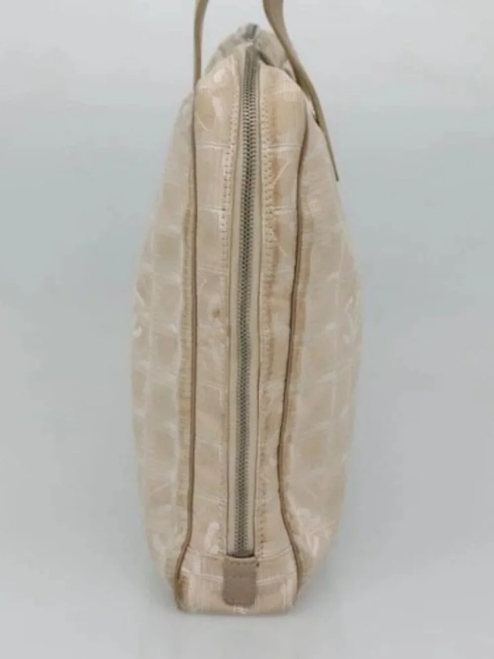 CHANEL New Travel line Hand Bag Nylon Beige CC Auth ti2897